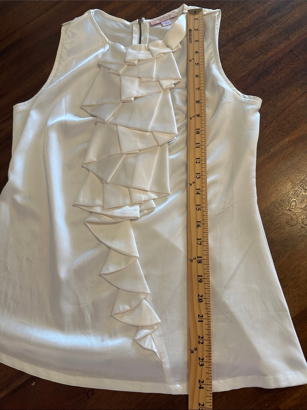 Romeo and Juliet couture sleeveless blouse with ruffle size M. Zipper in back - Picture 6 of 7